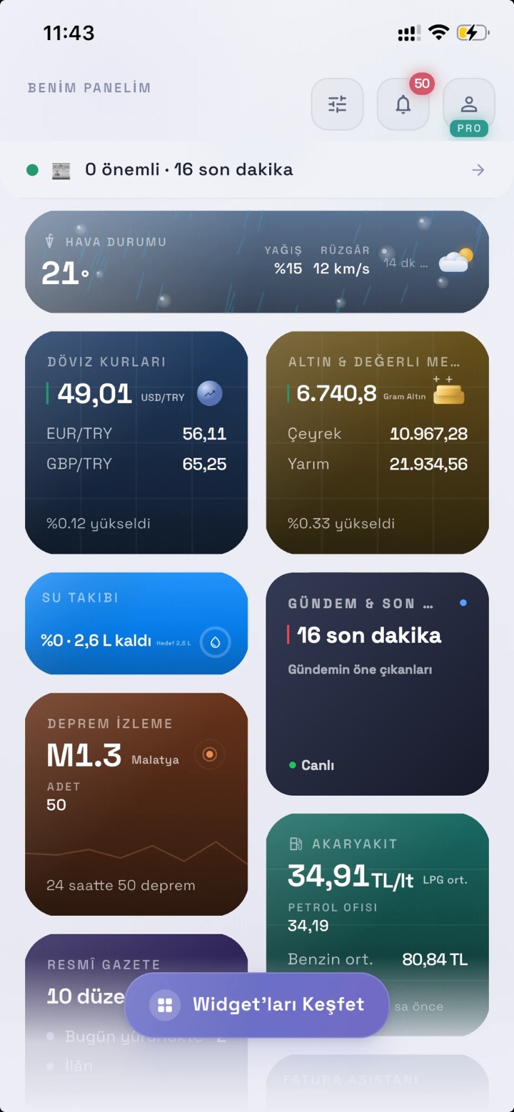 The real Bildirium panel screen (Turkish interface)